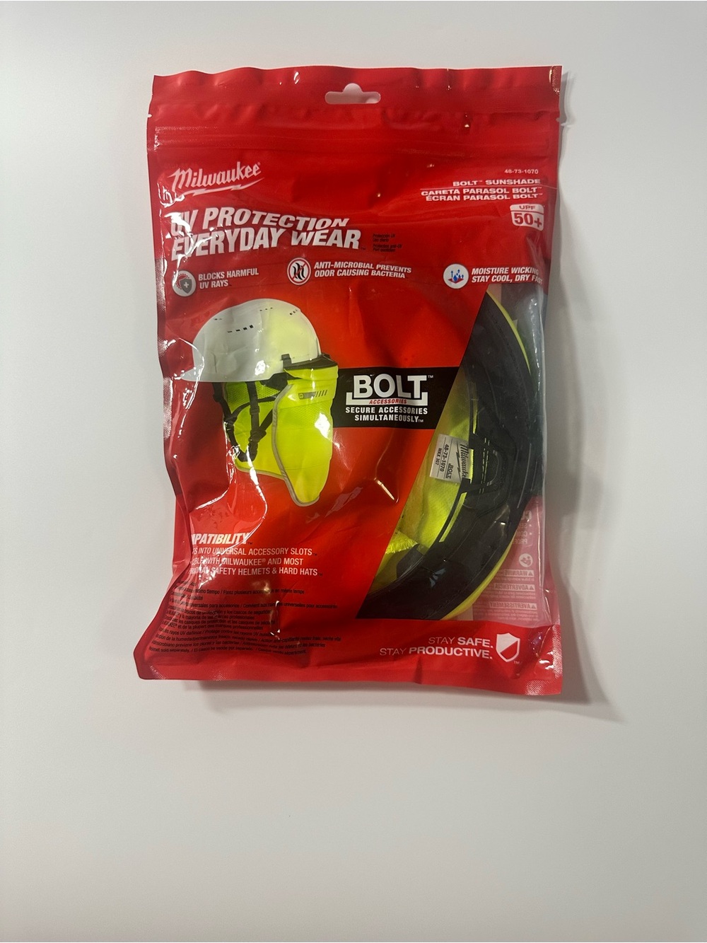 Milwaukee BOLT Sunshade 48-73-1070 Yellow Hi-Vis Mesh UPF 50+ Hard Hat Accessory